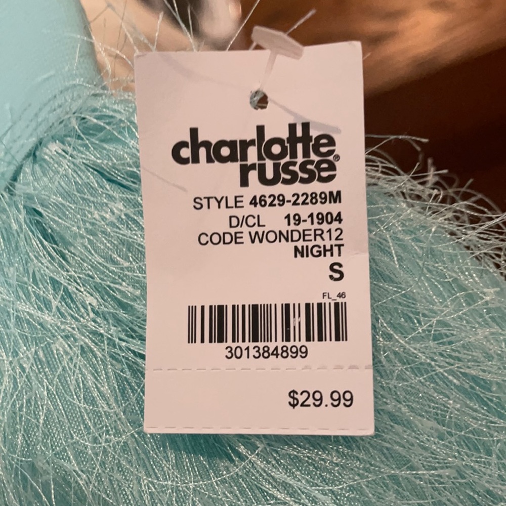 Turquoise Shimmer Feather Fringe Party Skirt - NWT - Picture 2 of 2